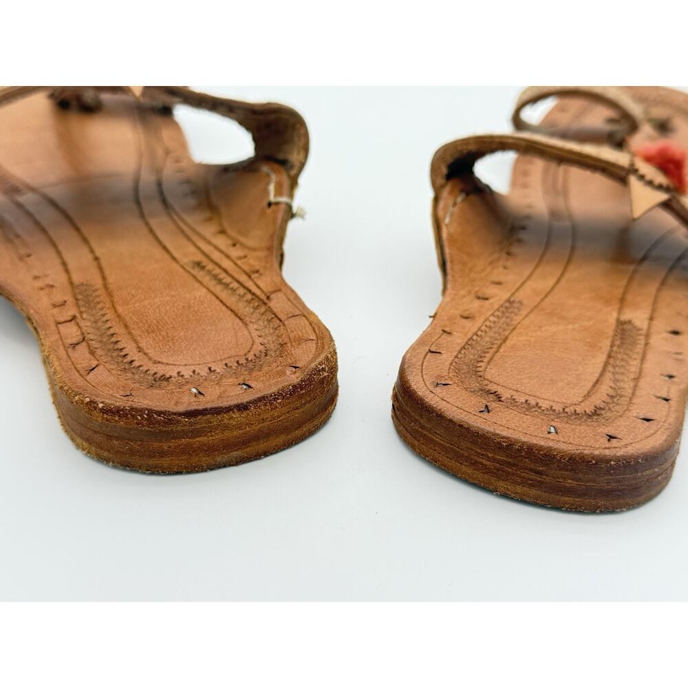 Handmade Leather Kolhapuri Sandals Women Ethnic Indian Flat Boho Slipper Sz 9 - Picture 8 of 14